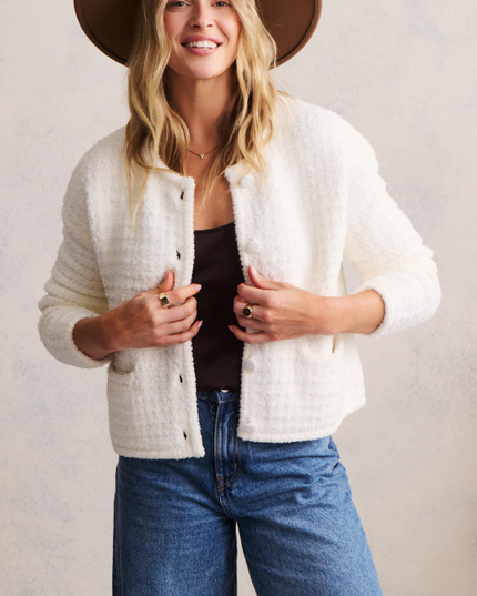 Barefoot Dreams Button Cardigan Pearl Outerwear in at Wrapsody