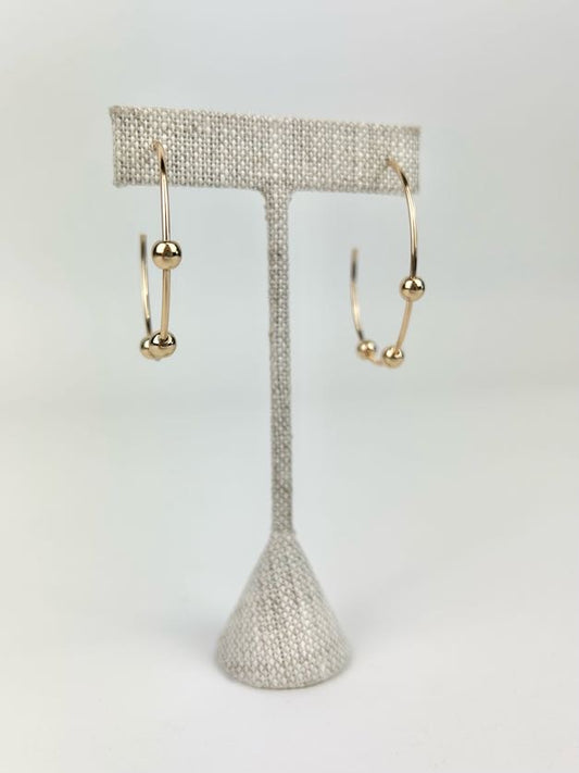 Accent Beaded Gold Hoops Earrings in  at Wrapsody
