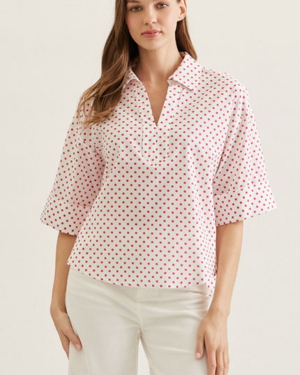 Polka Dot Red Blouse Tops in S at Wrapsody