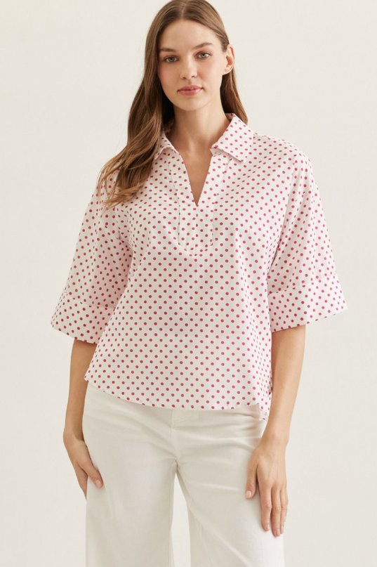 Polka Dot Red Blouse Tops in S at Wrapsody