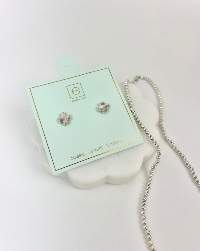 Enewton Sterling 15" Choker Classic 3mm/Cross Stud Duo Necklaces in at Wrapsody