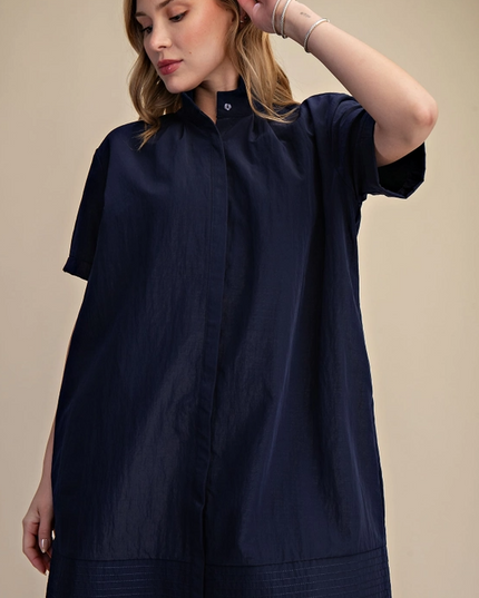 Button-Up Navy Mini Dress