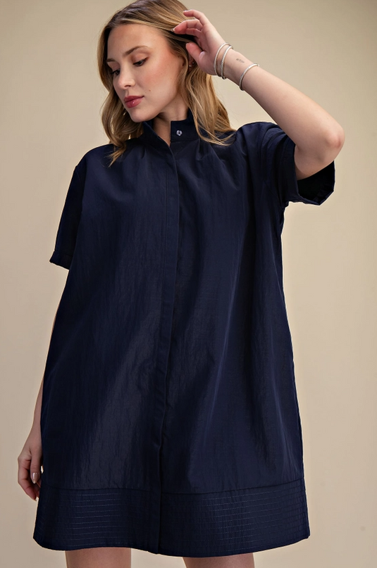 Button-Up Navy Mini Dress