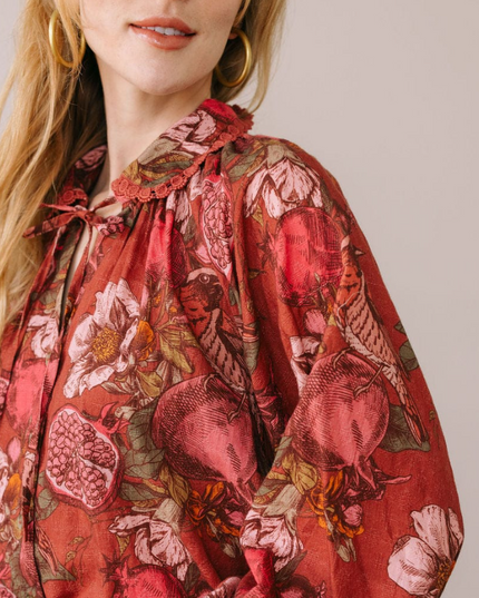 Willa Pomegranate Floral Blouse