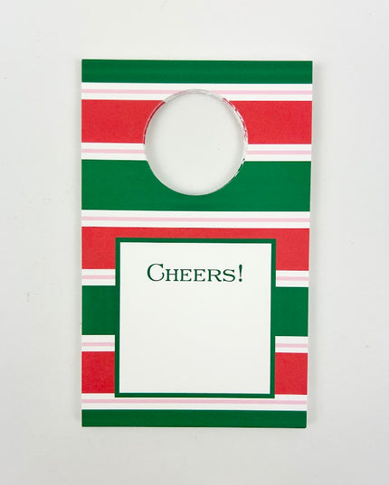 Holiday Stripe Wine Tag Set Paper in  at Wrapsody