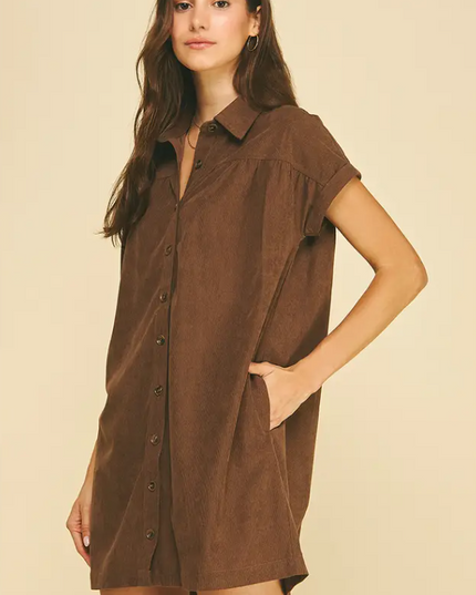 Corduroy Brown Mini Dress