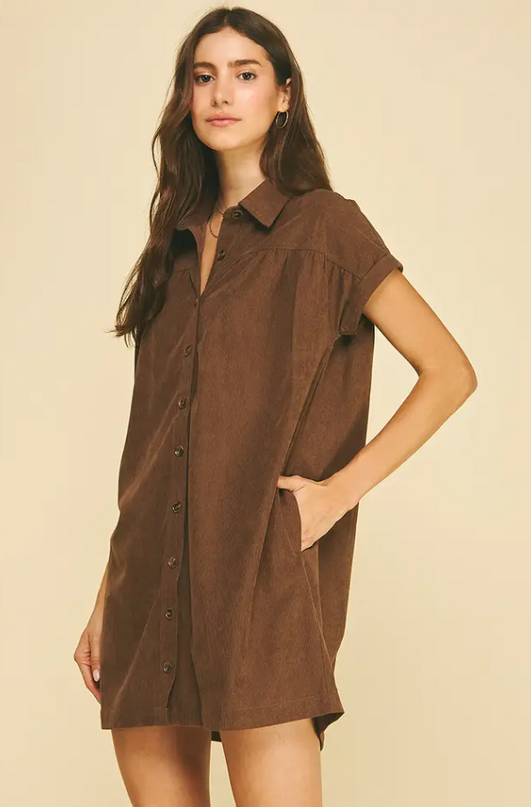Corduroy Brown Mini Dress