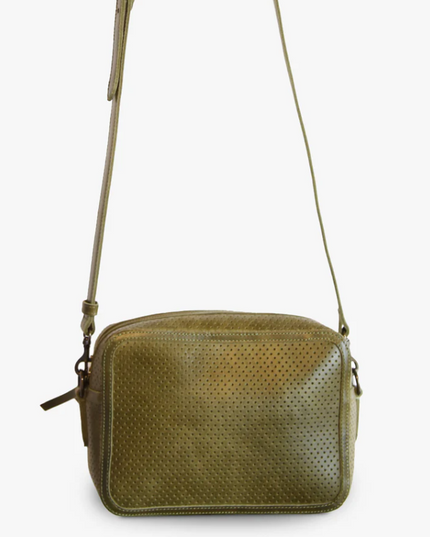 Able Medium Crossbody in Perforated Moss Handbags in  at Wrapsody