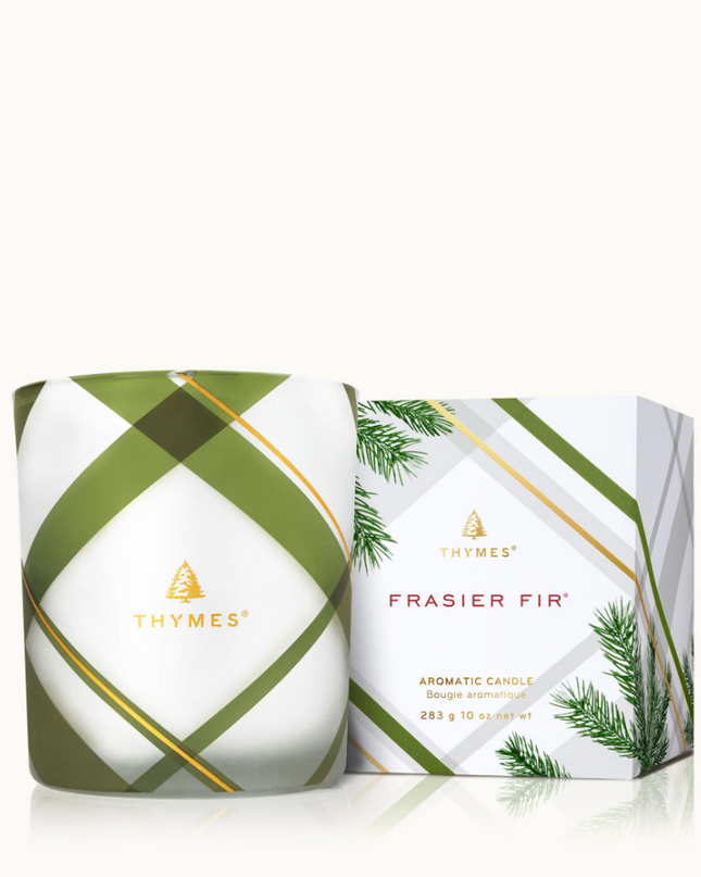 Frasier Fir 10oz Frosted Plaid Candle Candles in  at Wrapsody