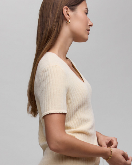 Barefoot Dreams Scallop Ribbed Shirt - Daffodil Loungewear in at Wrapsody