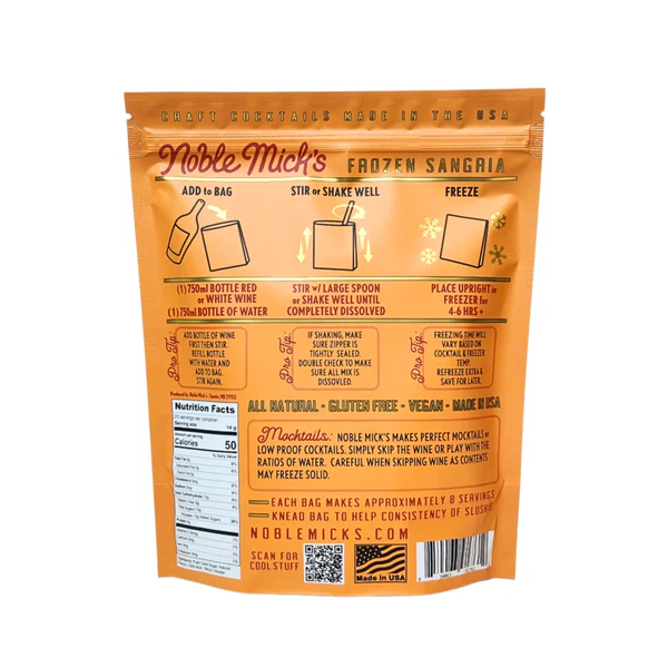 Noble Mick's Sangria Frozen Cocktail Mix Food in at Wrapsody