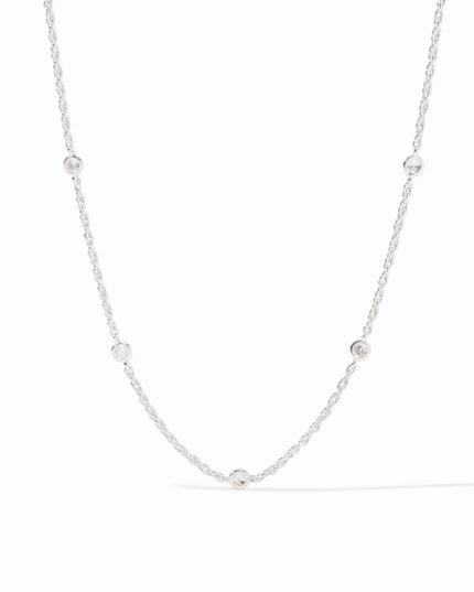 Julie Vos Celeste Delicate Station CZ Necklace in Silver Necklaces in at Wrapsody