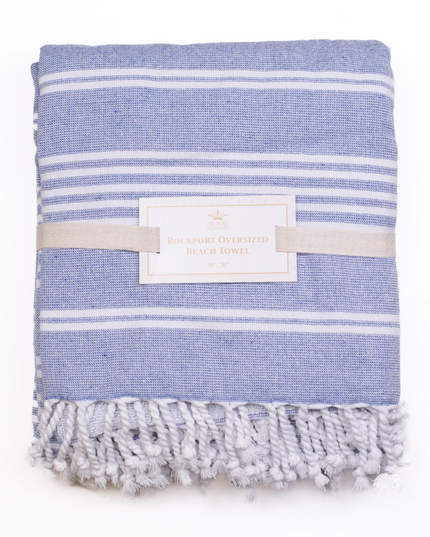 Rockport Oversized Beach Towel Blue/White Beach Towels in at Wrapsody