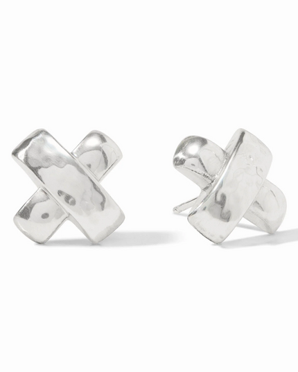 Julie Vos Catalina X Stud in Silver Earrings in at Wrapsody