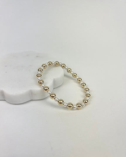 Enewton Grateful 4mm & 6mm Gold/Pearl Bracelet Bracelets in  at Wrapsody