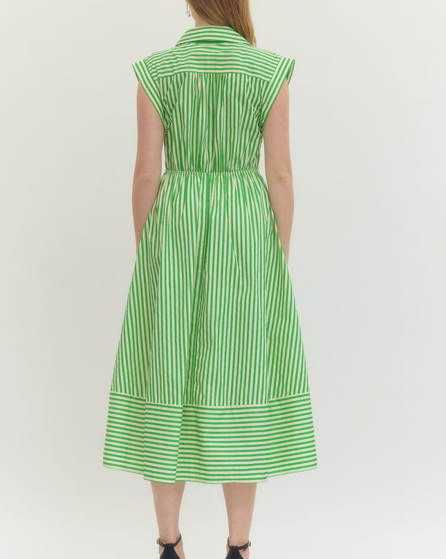Green with Envy Striped Midi Dress Dresses in at Wrapsody