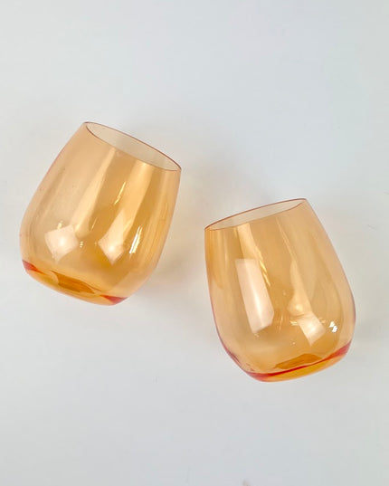 Shatterproof Stemless Wineglass Orange Drinkware in  at Wrapsody