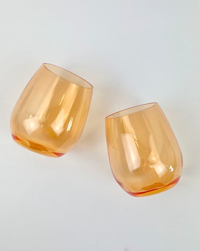 Shatterproof Stemless Wineglass Orange Drinkware in  at Wrapsody