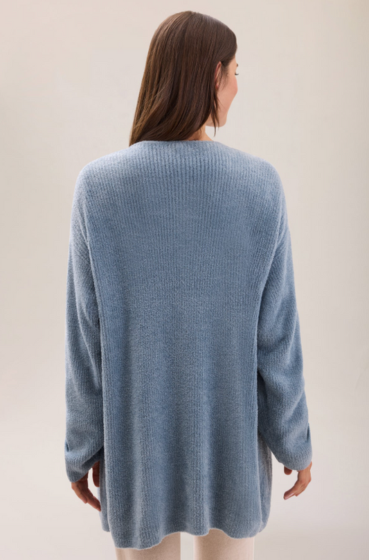 Barefoot Dreams Ribbed Button Cardigan - Blue Aura Outerwear in at Wrapsody