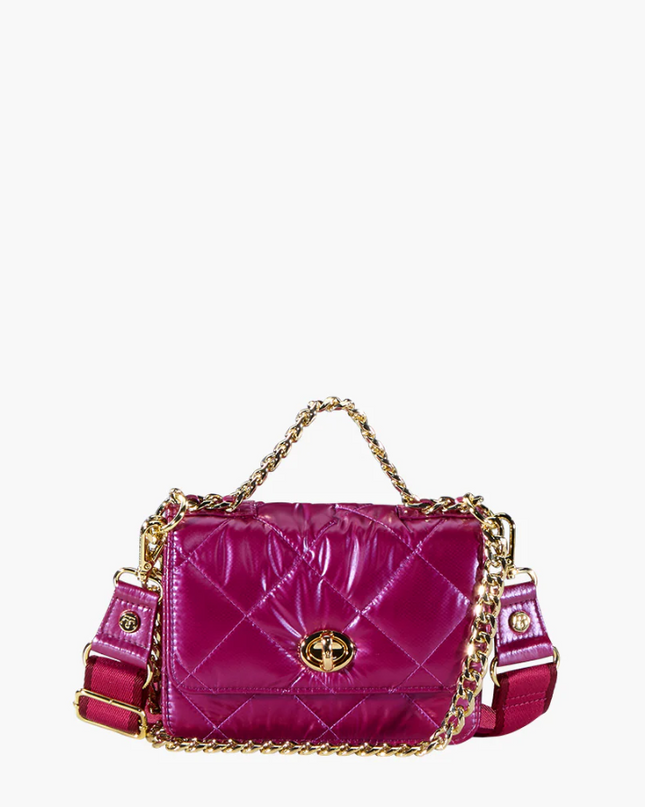 Oliver Thomas Maxed Out Wallet on a Chain - Raspberry Pink Metallic Handbags in  at Wrapsody