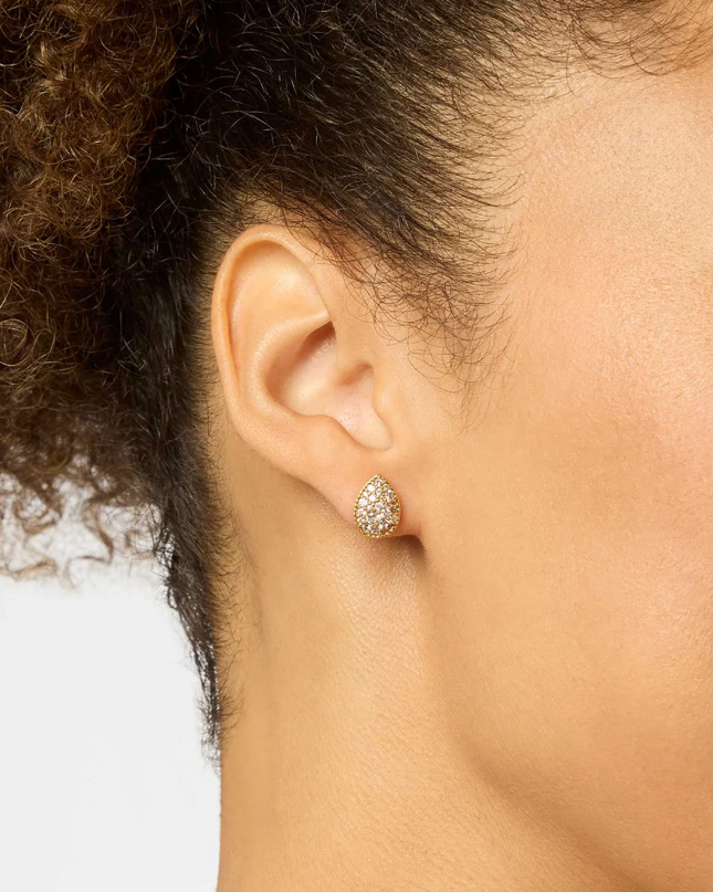 Julie Vos Luna Teardrop CZ Studs Earrings in  at Wrapsody