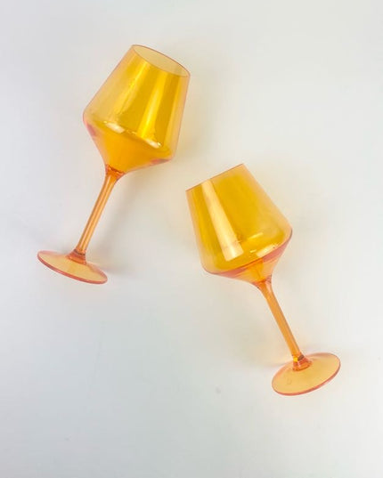 Shatterproof Stemmed Wineglass Orange Drinkware in  at Wrapsody