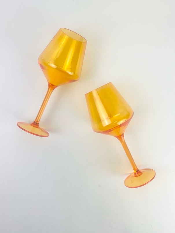 Shatterproof Stemmed Wineglass Orange Drinkware in  at Wrapsody