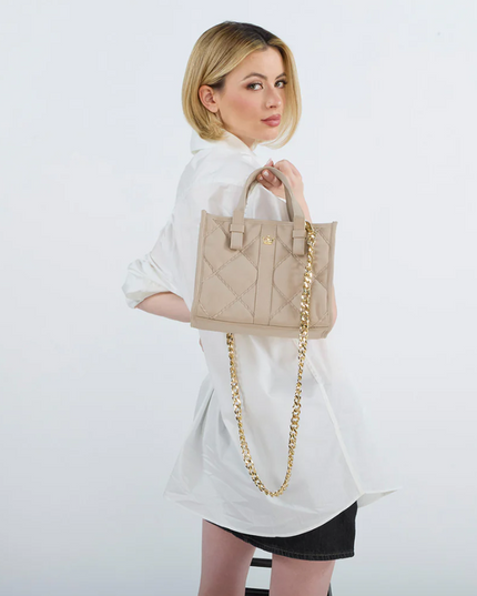 Oiver Thomas Heavy Stitch Box Tote Faux Suede/Light Grey Totes in at Wrapsody