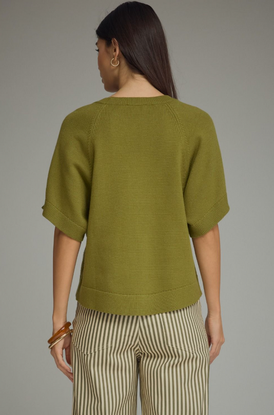 Ribbed Wide Sleeve Olive Sweater