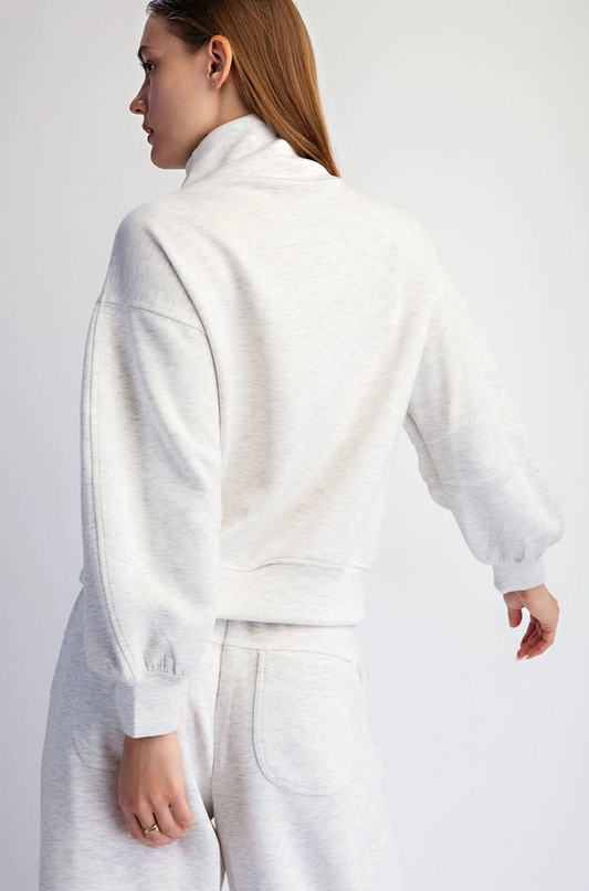 Modal Light Grey Quarter Zip Pullover