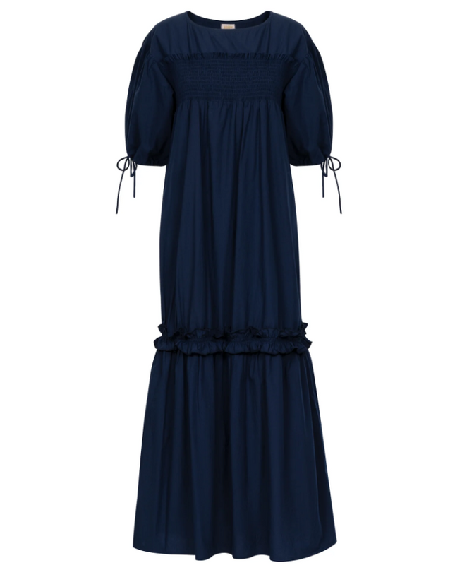 Katrin Navy Dress Dresses in  at Wrapsody