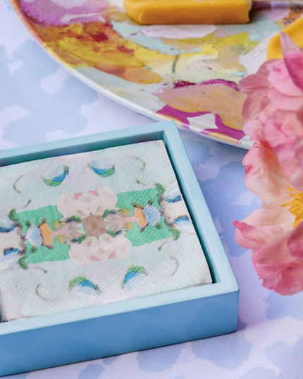 Cocktail Napkin Holder Light Blue Tabletop in at Wrapsody