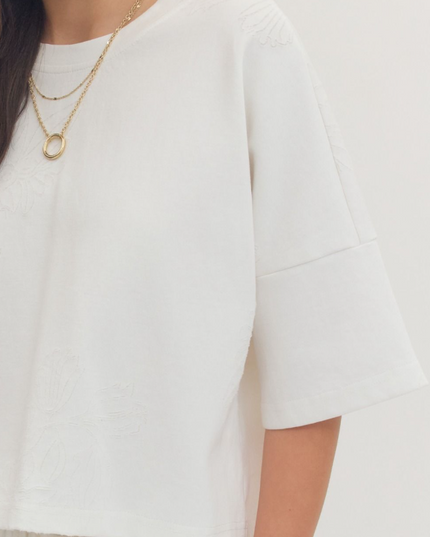 Floral Cut Out Blouse in Off White Tops in at Wrapsody