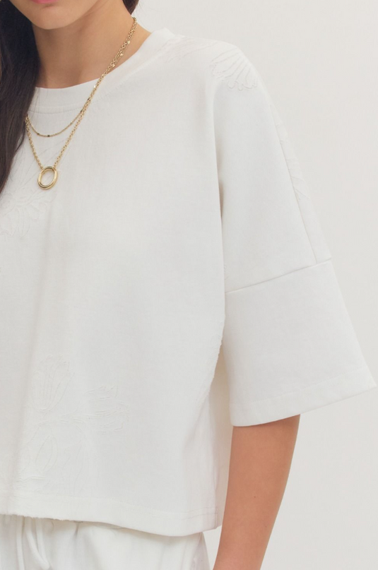 Floral Cut Out Blouse in Off White Tops in at Wrapsody