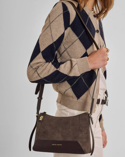 Charlbury Crossbody Bag in Chocolate Suedette/Bitter