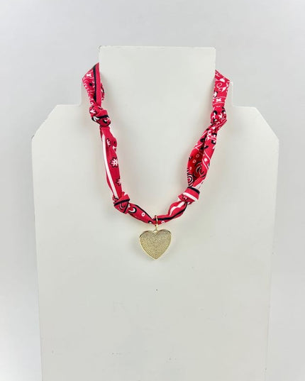 Red Leah Heart Scarf Necklace Necklaces in at Wrapsody
