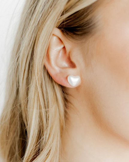 Lucia Heart Pearl Large Earrings in at Wrapsody