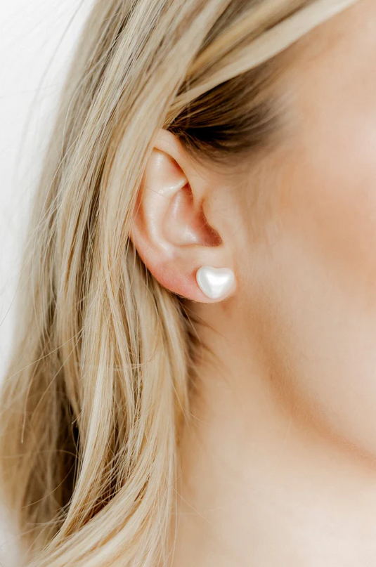 Lucia Heart Pearl Large Earrings in at Wrapsody