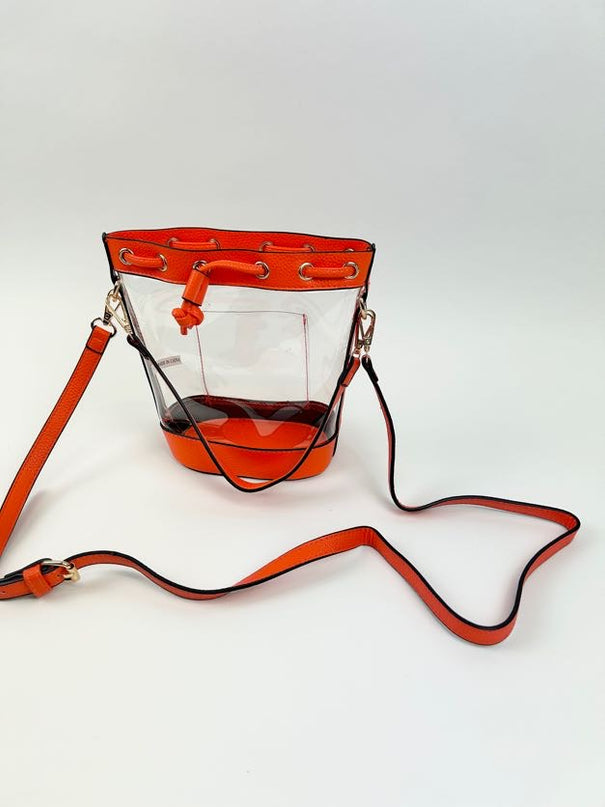 Stadium Bucket Bag Crossbody in Orange Handbags in  at Wrapsody