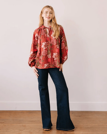 Willa Pomegranate Floral Blouse