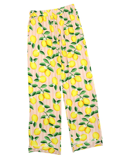 Lemons & Pink Stripes PJ Set Loungewear in at Wrapsody