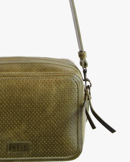 Able Medium Crossbody in Perforated Moss Handbags in  at Wrapsody