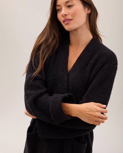 Barefoot Dreams CozyChic Solid Robe - Black Loungewear in at Wrapsody