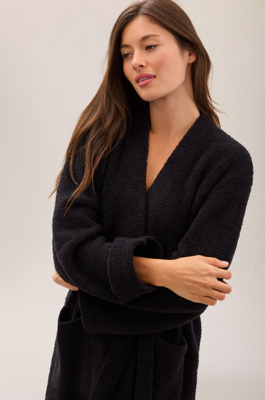 Barefoot Dreams CozyChic Solid Robe - Black Loungewear in at Wrapsody