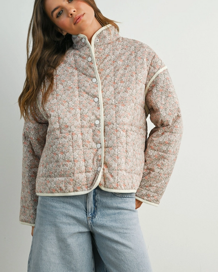 Floral Mauve/Ivory Quilted Jacket