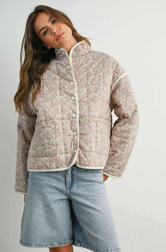Floral Mauve/Ivory Quilted Jacket