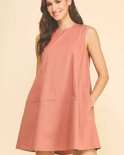 Poplin Tank Warm Peach Dress