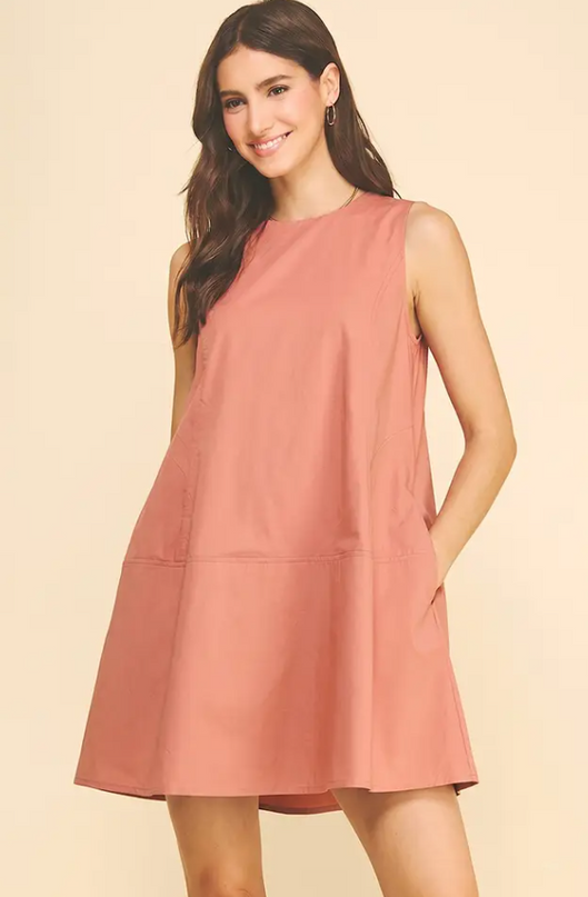 Poplin Tank Warm Peach Dress