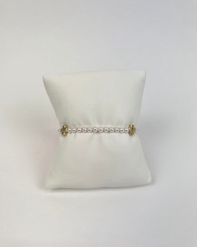 Enewton Signature Cross 4mm Gold/Pearl Bracelet Bracelets in  at Wrapsody