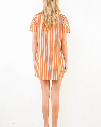 Stripe Babydoll Orange/Blue Dress